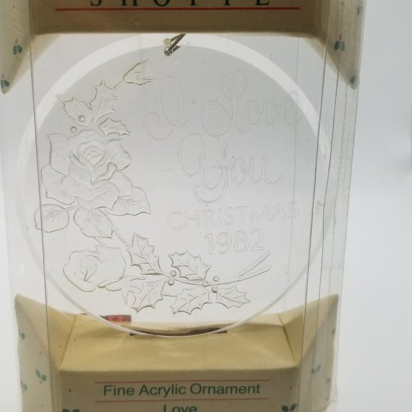 Vintage Christmas Ornament Etched Fine Acrylic I Love You 1982 Round Circle Xmas - Picture 6 of 7